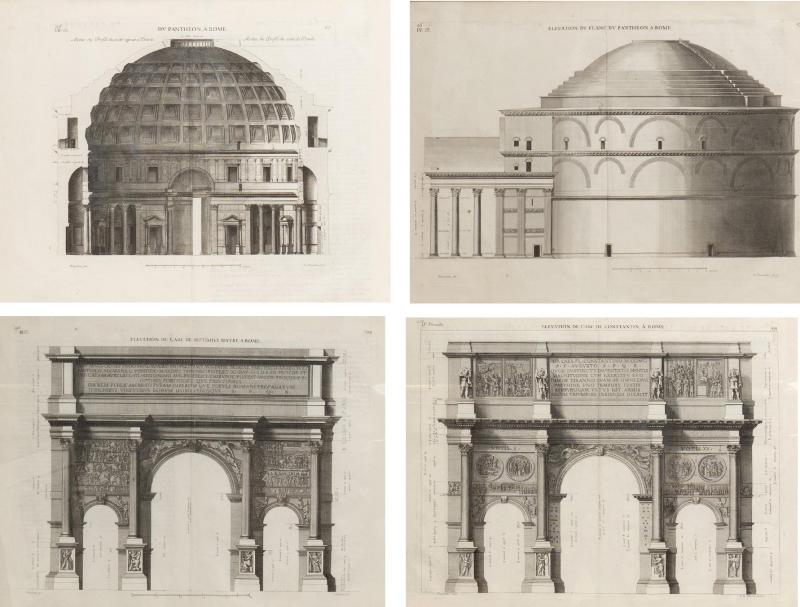 Pierre Lepautre Set Of Four Framed Engravings Of Roman Architecture By Pierre Lepautre