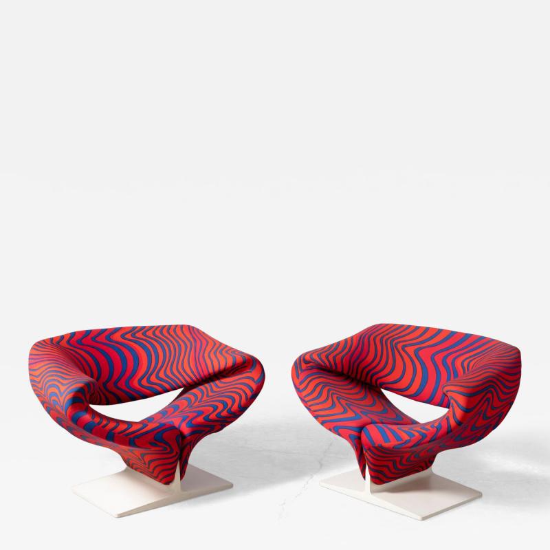 Pierre Paulin Pierre Paulin Rare and Early Ribbon Chairs with Original Fabric 1967 Signed 