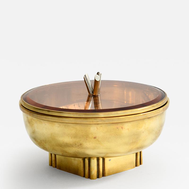 Pietro Chiesa Brass box with glass lid and finial