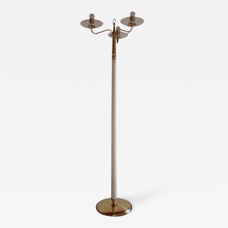Pietro Chiesa Italian Ash Wood Polished Brass Lamp Floor attributed to Pietro Chiesa 1940s