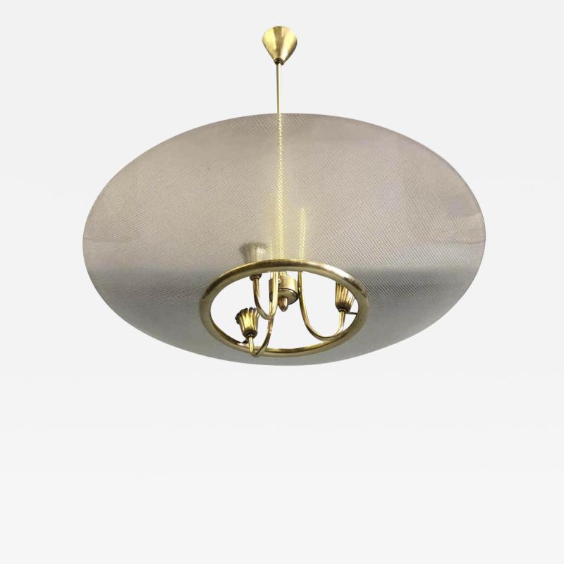 Pietro Chiesa Italian Modern Neoclassical Brass Glass Pendant by Pietro Chiesa Fontana Arte