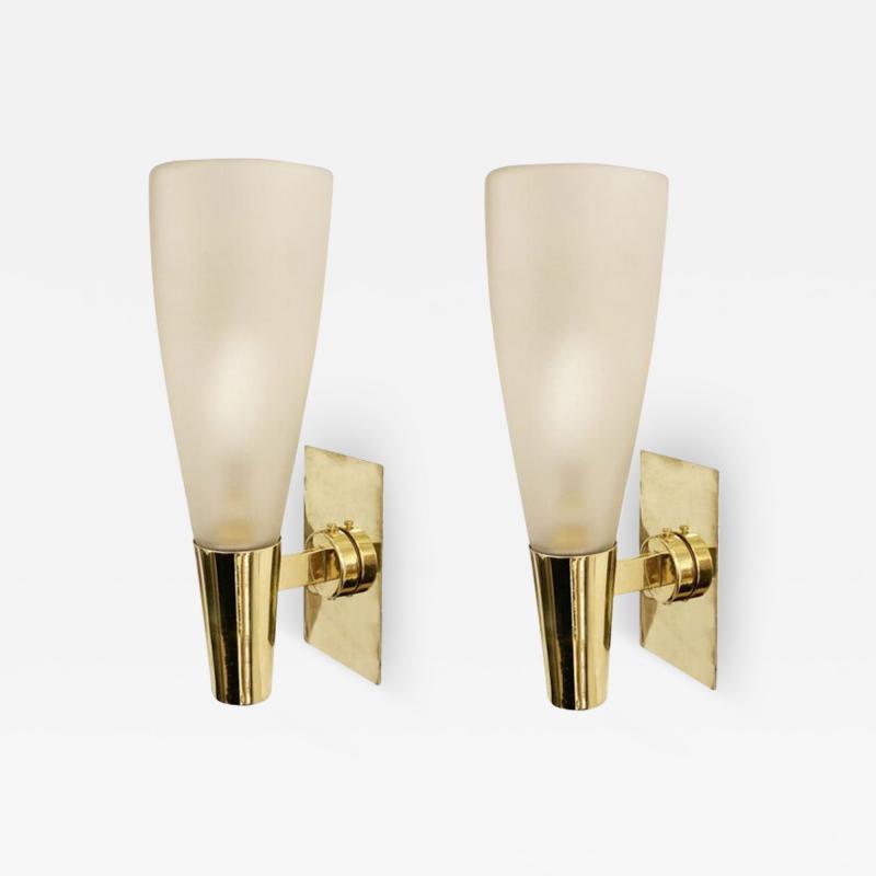 Pietro Chiesa Pair of Brass Sconces by Pietro Chiesa for Fontana Arte