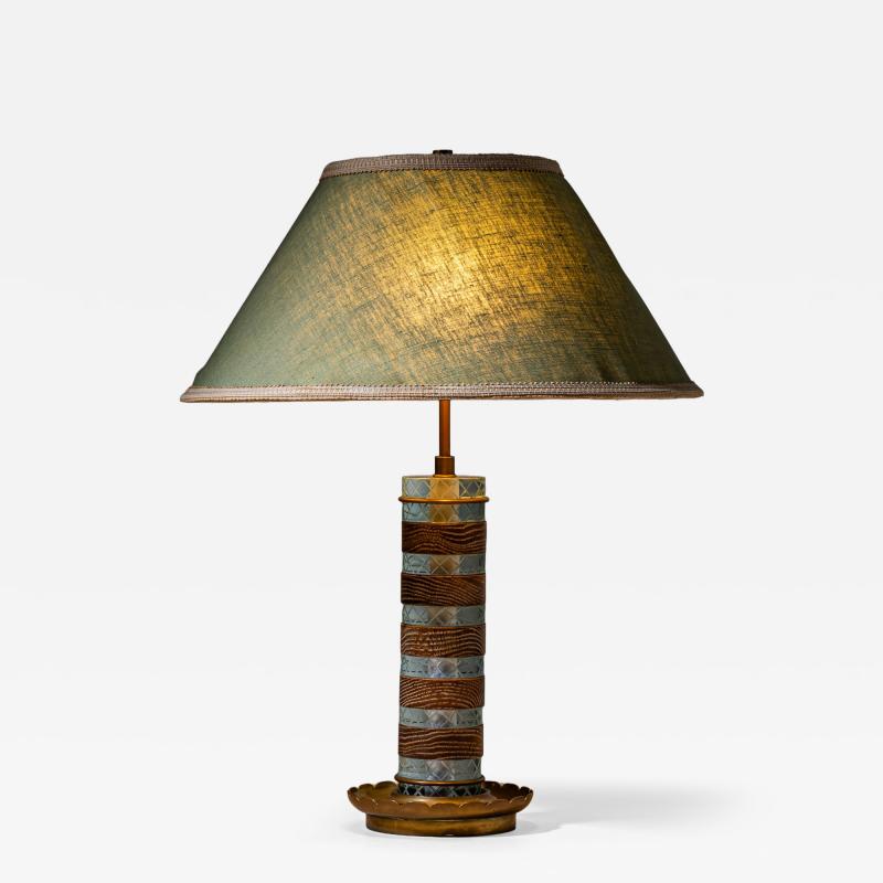 Pietro Chiesa Table Lamp in Glass and Wood probably Italy Mid 20th Century
