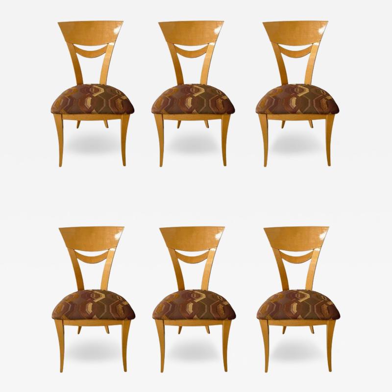 Pietro Constantini Italian Postmodern Lacquer Maple Wood Dining Chair Set of 6