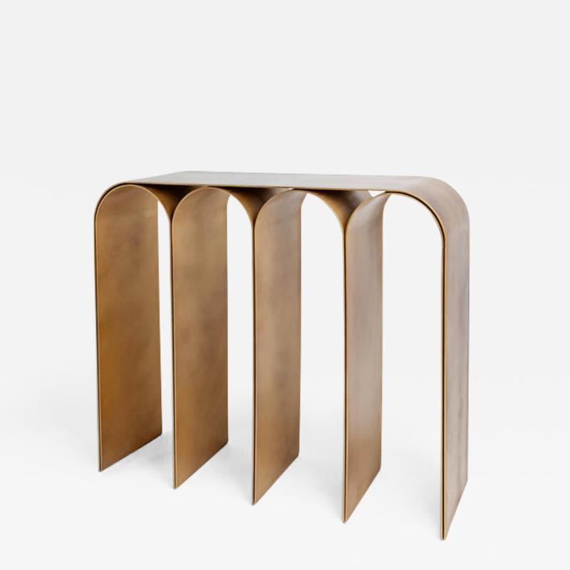 Pietro Franceschini Solid Brass Gold Arch Console by Pietro Franceschini