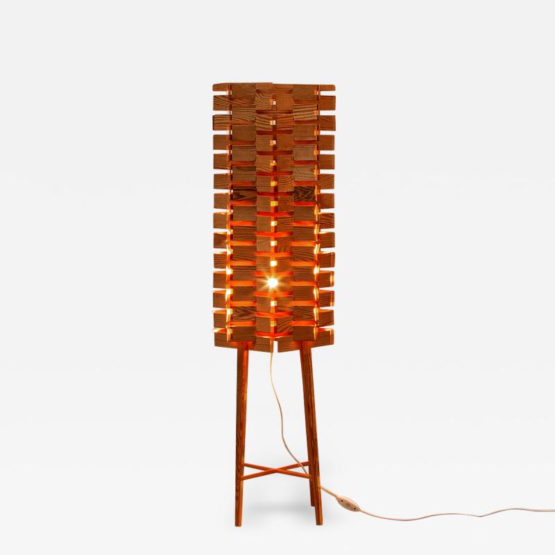 Pine Floor Lamp In The Manner of Hans Agne Jakobsson Sweden 1960s