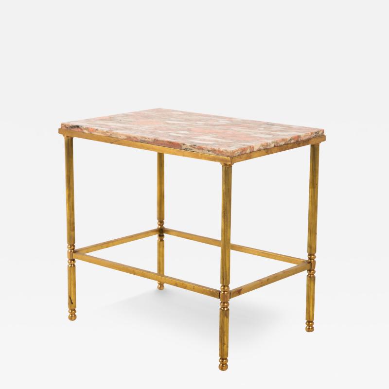 Pink Marble and Brass Side Table France 1970s