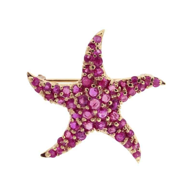 Pink Sapphire Starfish Brooch