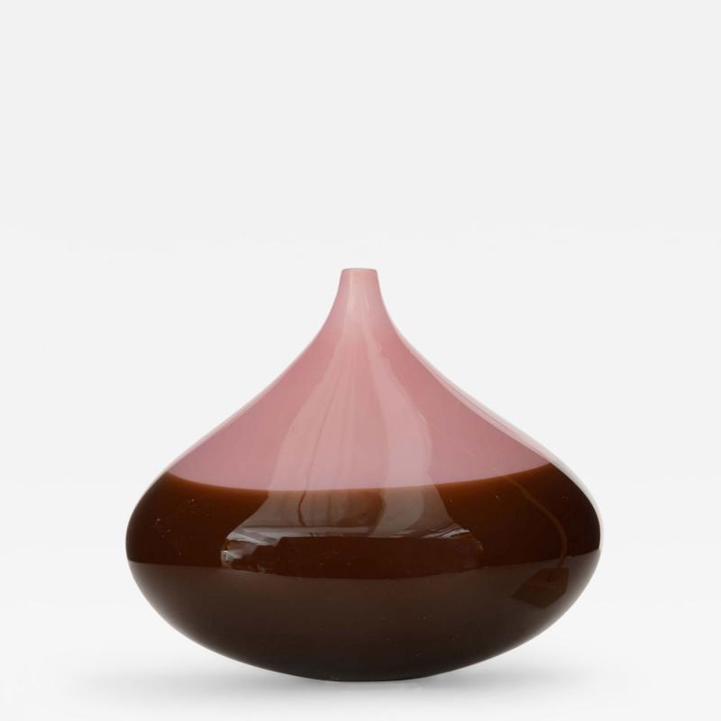 Pink and Brown Glass Bud Vase