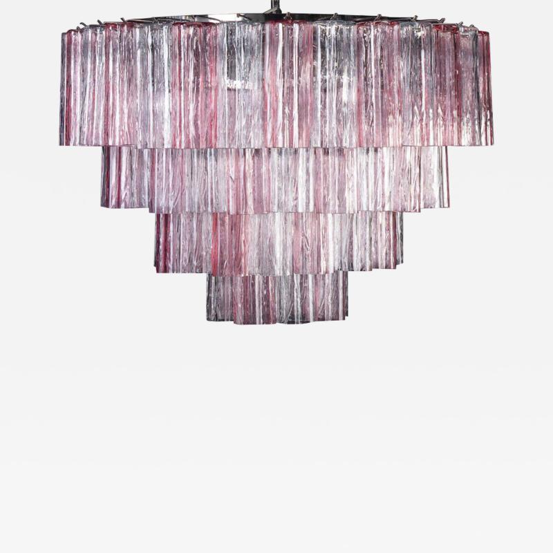 Pink and Ice Color Large Italian Murano Glass Tronchi Chandelier