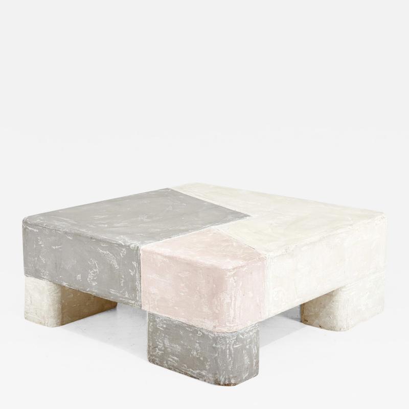 Plaster Coffee Table Postmodern Grey Pink White 1970