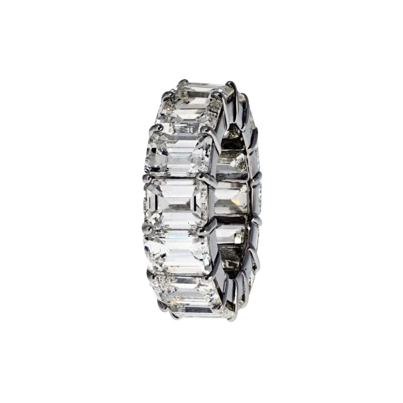 Platinum 18 00cttw Emerald Cut Diamond Eternity Ring