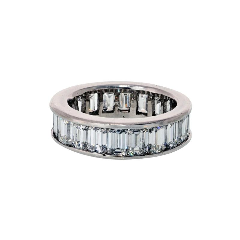 Platinum 5 00cttw Emerald Cut Diamond Channel Set Eternity Band