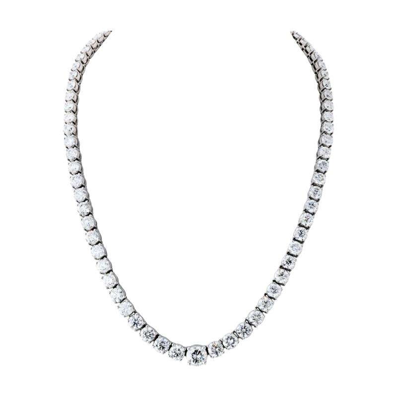 Platinum 53 71cttw Round Diamond Tennis Necklace Riviera