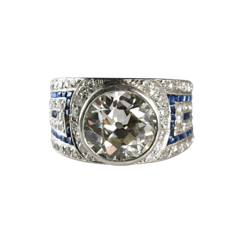 Platinum Art Deco Old Euro Cut Diamond Ring 2 75ct