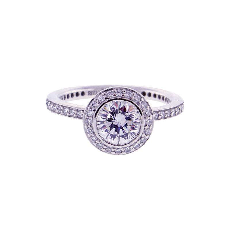 Platinum Leo Diamond Halo Solitaire