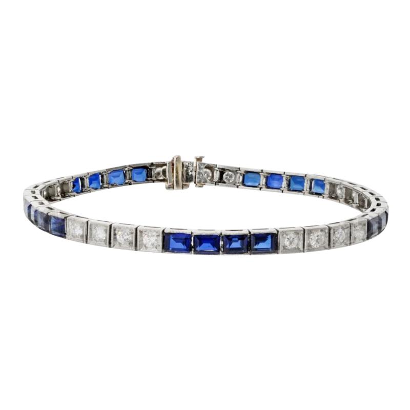 Platinum Sapphire Diamond Bracelet