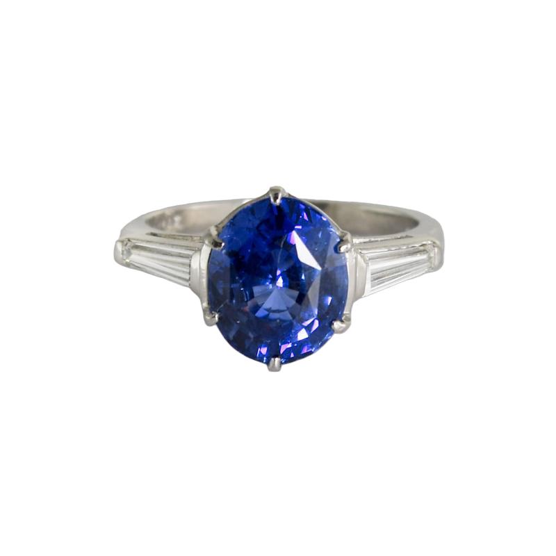 Platinum Sapphire Diamond Ring AGL Certified 6 9g