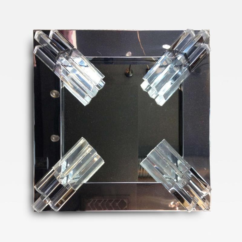 Polished Chrome and Lucite Corner Mirror