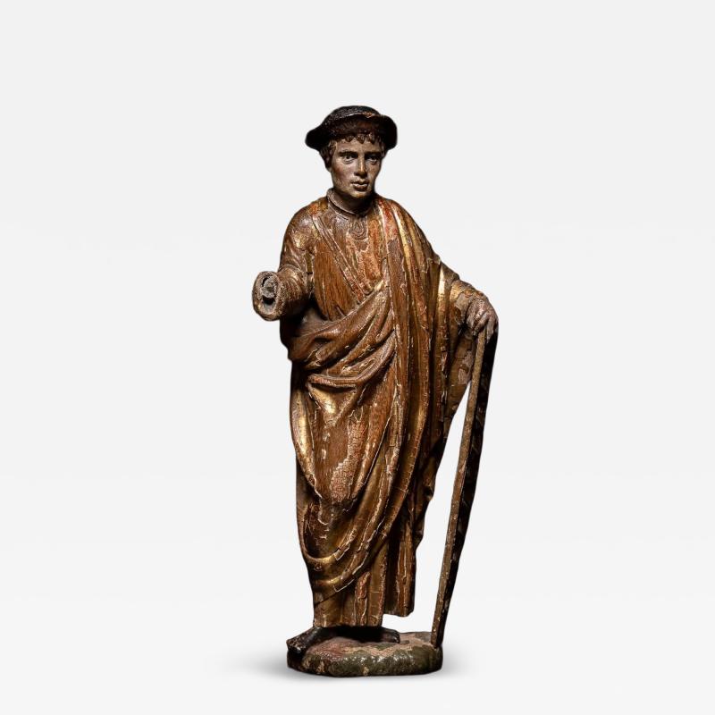 Polychromed Statue representing Sint Alexis of Edessa Flemish school Belgium