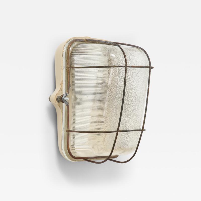 Porcelain and Metal Industrial Sconce Czechoslovakia c 1950