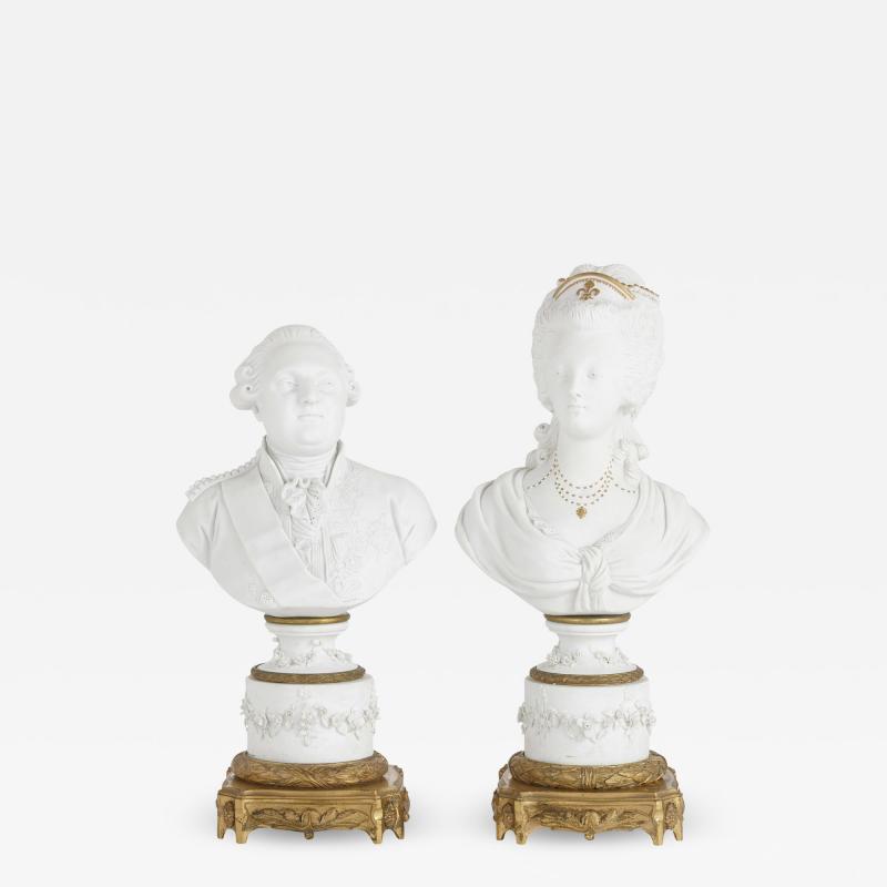 Porcelain busts of Louis XVI and Marie Antoinette in style of S vres