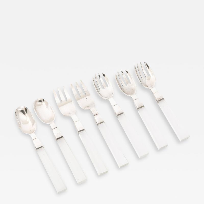 Porter Blanchard Set of 7 Mid Century Sterling Silver Lucite Flatware by Porter Blanchard