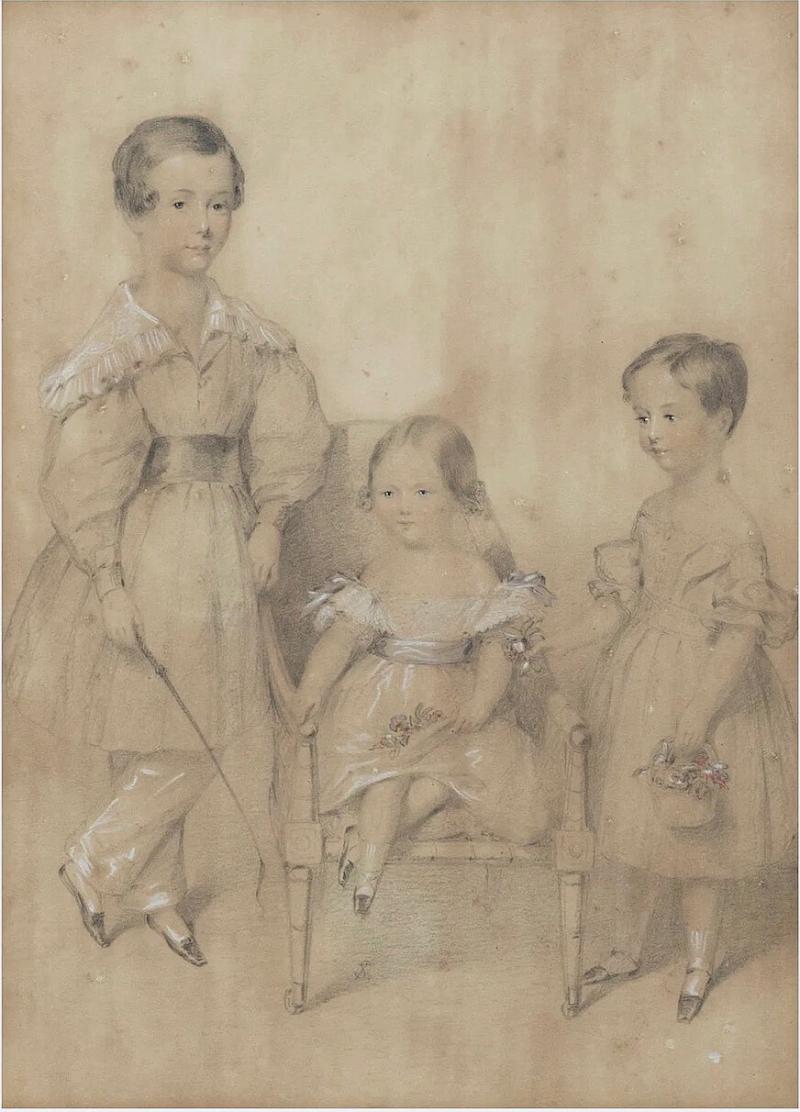 Portrait Children of the 11th Earl of Devon Follower of Adam Buck