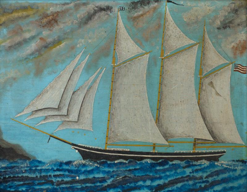 Portrait of a Schooner with American Flag