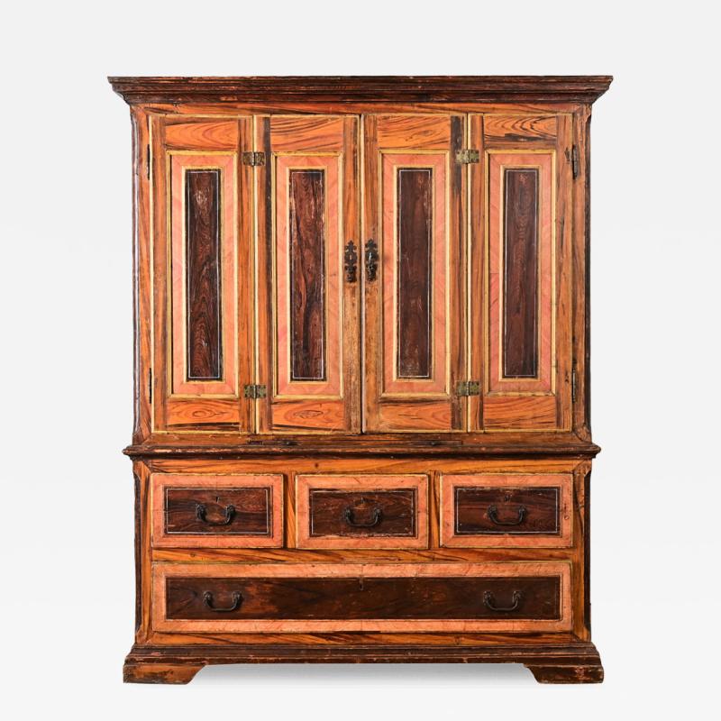 Portuguese 18th Century Faux Bois Painted Cabinet