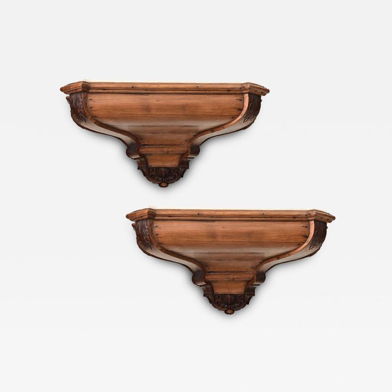 Portuguese Pair of 18th Century Pine Altar Consoles