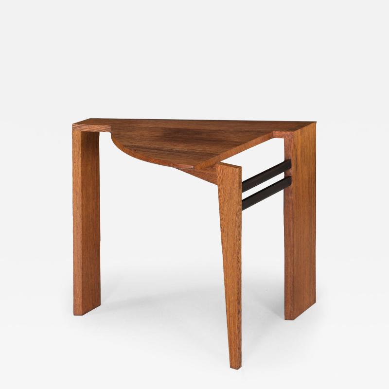 Post Modern Ebony Hardwood Accent Table w Dovetailed Corners circa 1987