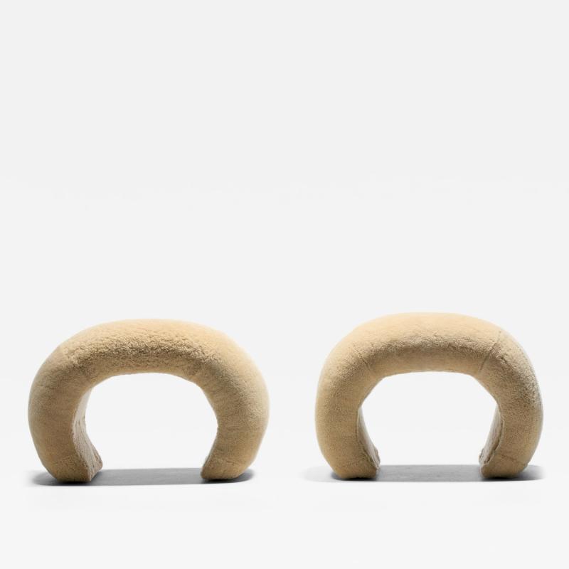 Post Modern Waterfall Stools in New Palomino Butter Cream Sheepskin Upholstery