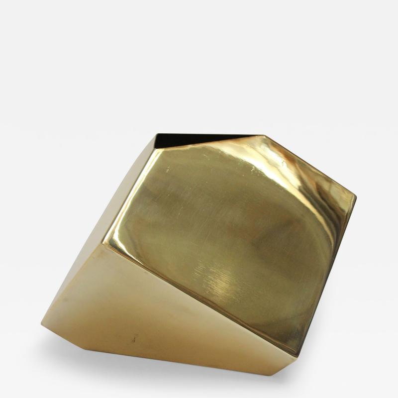 Post Modernist Polished Brass Geometric Vase by James Johnston for Balos