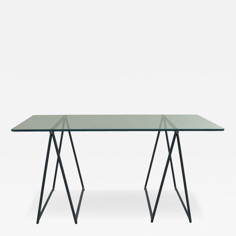 Post War Campaign Style Jansen Post War Glass Table