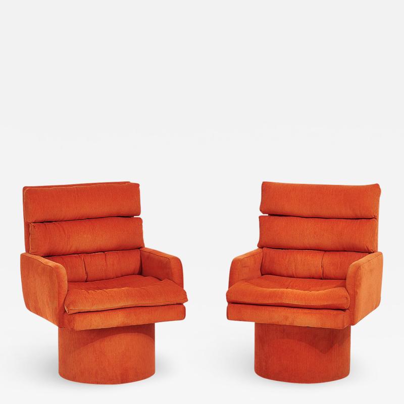Postmodern Channel Tufted Swivel Chairs 1970