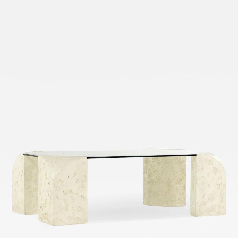 Postmodern Mactan Glass and Pastor Stone Coffee Table