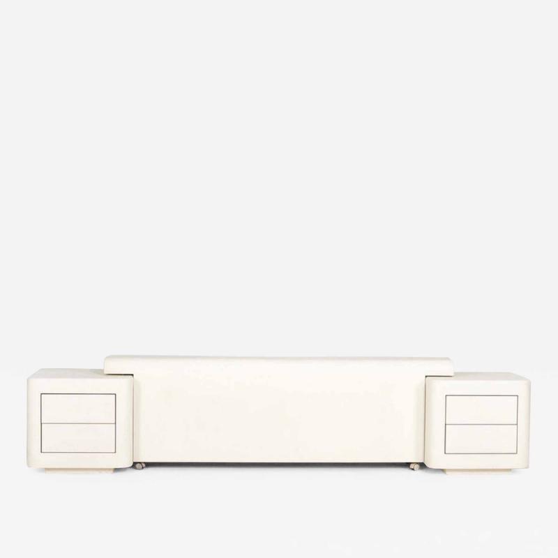 Postmodern Plaster Headboard w Nightstands 1970