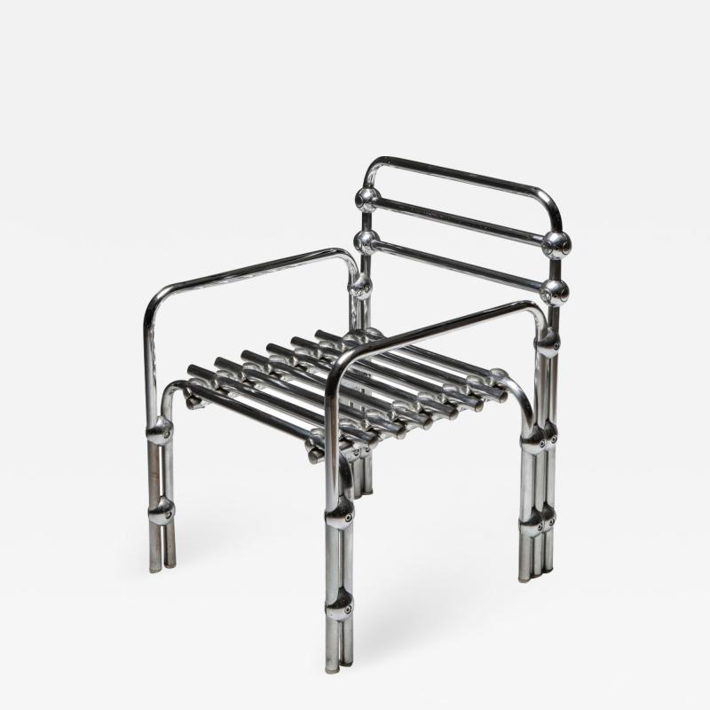 Postmodern Rietveld Style Chromed Metal Lounge Chair 1980s