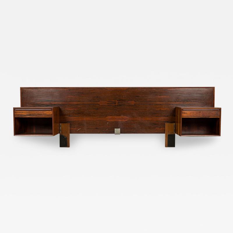 Poul Cadovius Poul Cadovius Danish Rosewood Headboard with Auxiliary Matching Side Tables