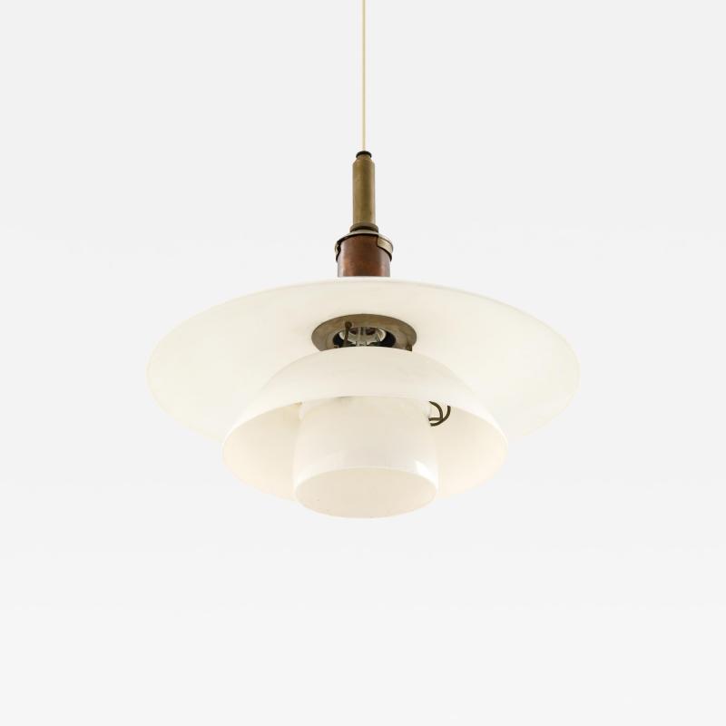 Poul Henningsen Ceiling Lamp Model PH 4 4 in Opaline Glass and Metal by Poul Henningsen 1930s