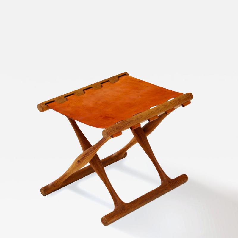 Poul Hundevad Oak and leather folding stool