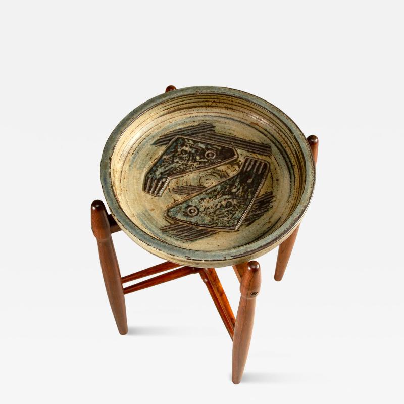 Poul Hundevad Teak and Ceramic side table by Poul Hundevad and J rgen Mogensen Denmark 1960s