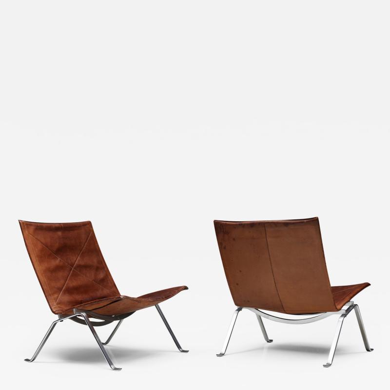 Poul Kj rholm Kjaerholm Cognac Leather PK 22 Poul Kjaerholm Lounge Chairs Scandinavian Modern 1960s