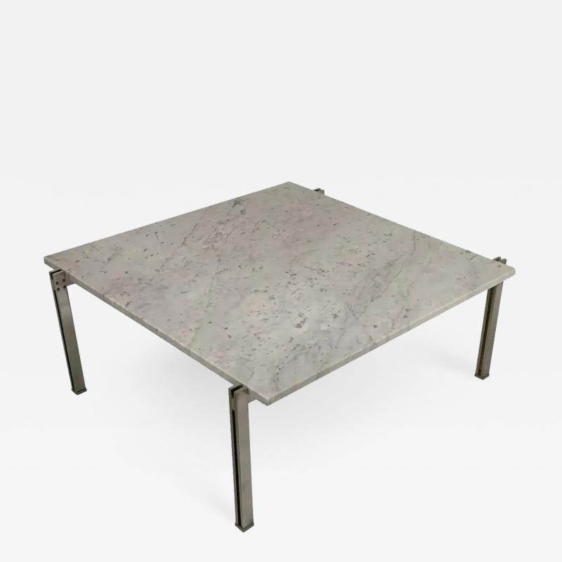 Poul Kjaerholm Flat Bar Chrome with Carrara Marble Top Coffee Table in the Style Kjaerholm