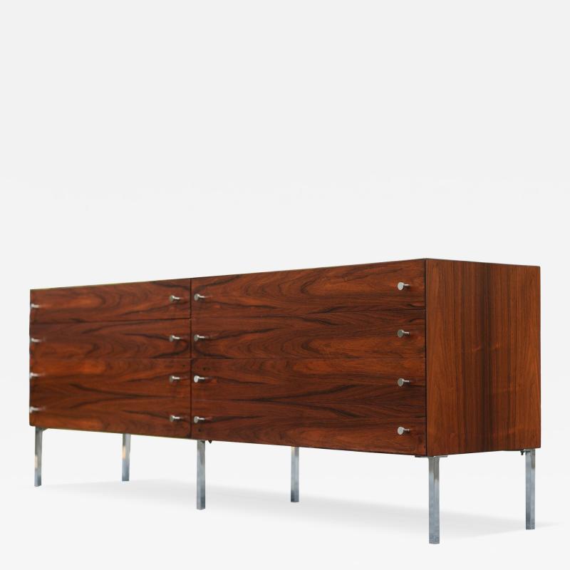 Poul Norreklit Restored Poul Norreklit for Sigurn Hansen Rosewood Chrome 6 Drawer Credenza