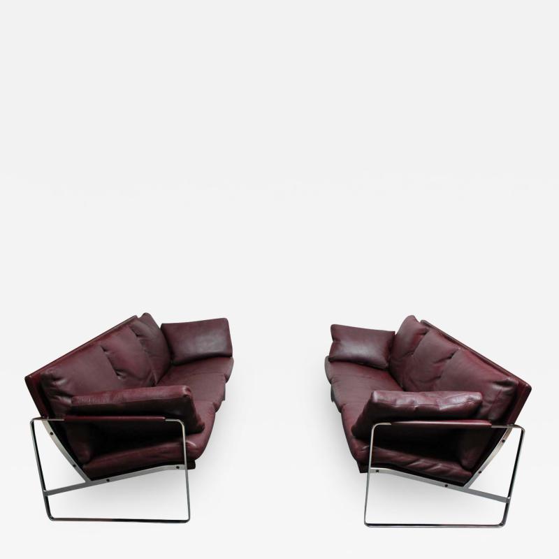 Preben Fabricius Cordovan Leather and Chrome Steel Sofa by Preben Fabricius for Walter Knoll