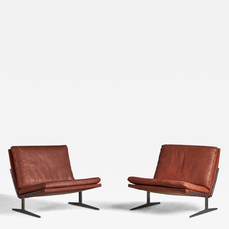 Preben Fabricius Jorgen Kastholm Lounge Chairs in Leather Denmark 1960s