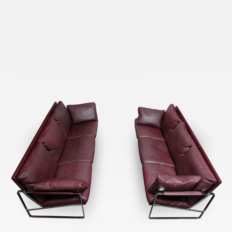 Preben Fabricius Preben Fabricius for Walter Knoll Cordovan Leather and Chromed Steel Sofa