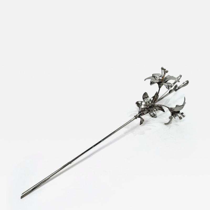 Pretty Antique European Silver Flower Ornament